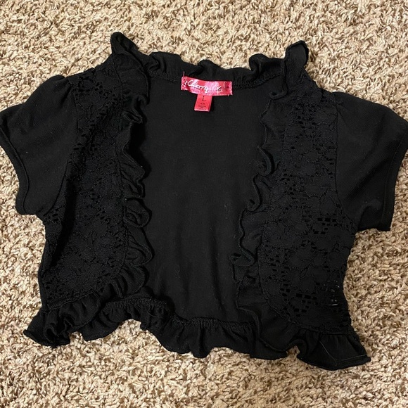 Cherry Stix large black cardigan w/ lace detail - Picture 1 of 4